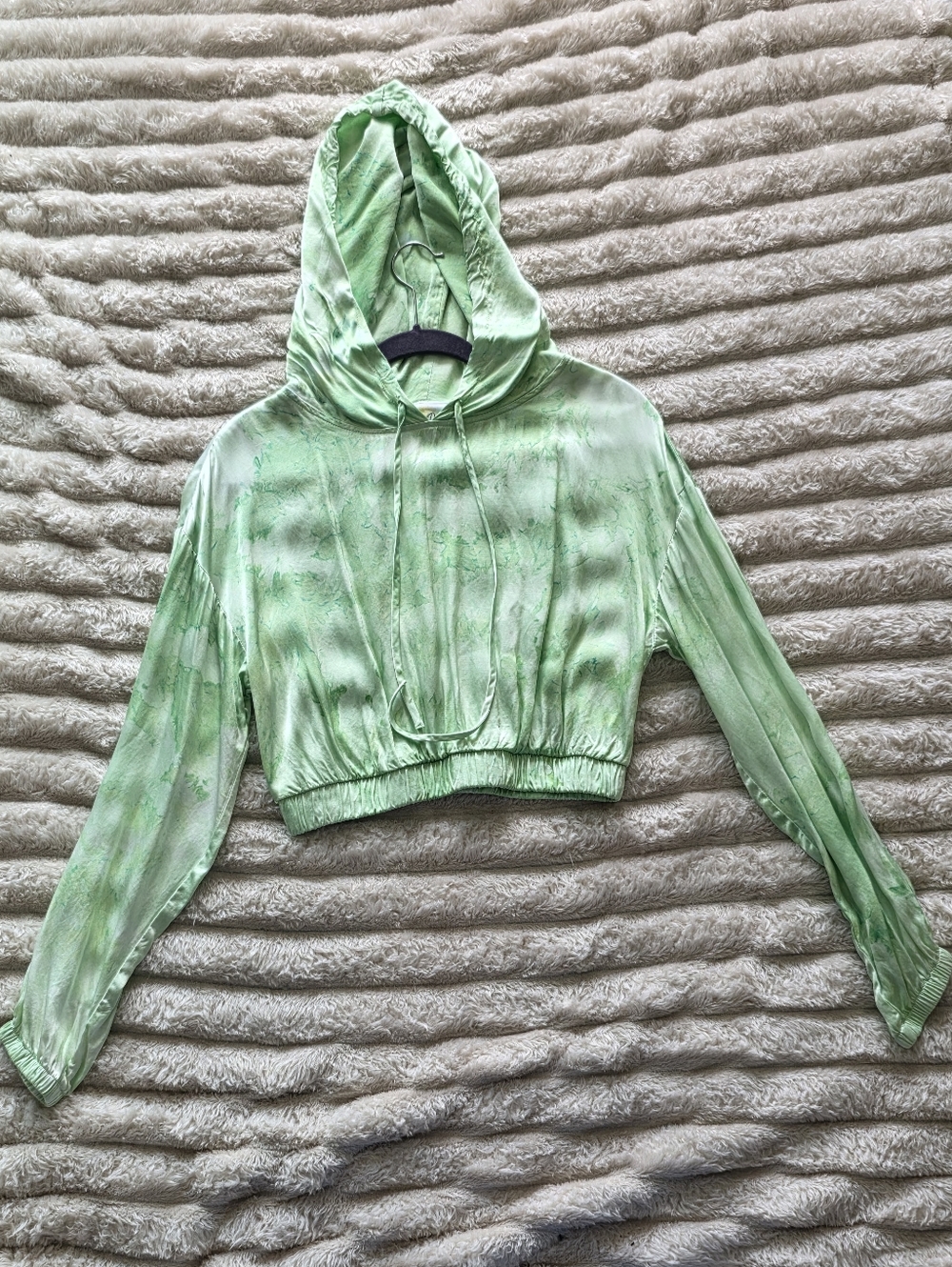 Light Green Tie-Dye Cropped Hoodie